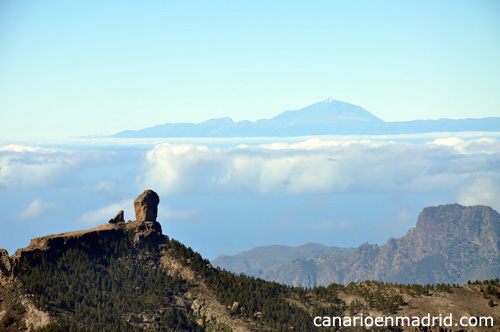 Roque Nublo y Teide algo nevado