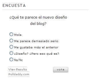 Encuesta sobre el diseño del blog