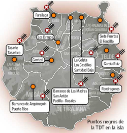 Puntos negros de la TDT en Gran Canaria / Infografía de Canarias7.es.